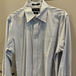 Paul Fredrick Mens White with grsy stripe Shirt with grsy buttons